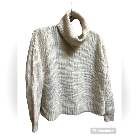 MADEWELL ANGORA WOOL Turtleneck checkerboard Knit Wool Sweater chunky luxe - Picture 8 of 13
